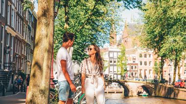 A Dutch Canal In Amsterdam, Netherlands